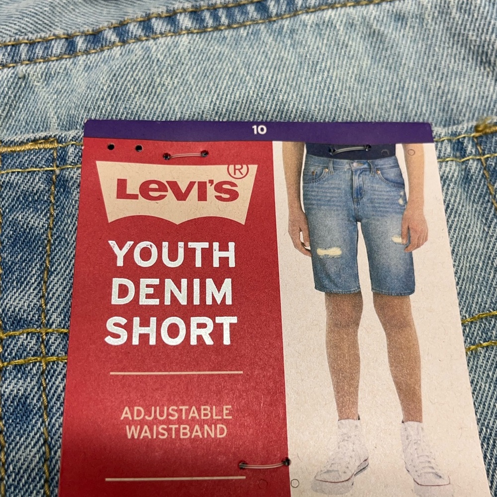 LEVIS 511 SLIM DISTRESSED YOUTH DENIM SHORTS LIGHT WASH 10 NEW - Picture 5 of 12